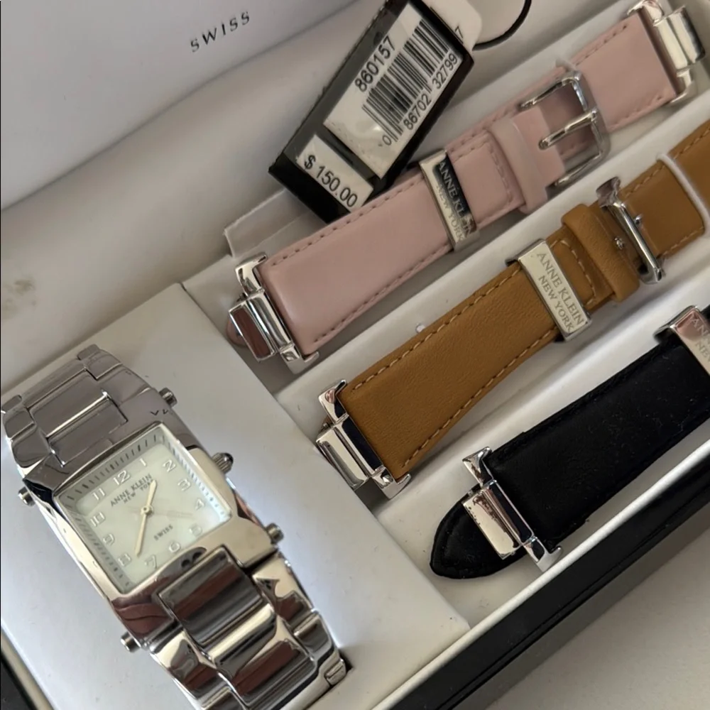 Anne Klein Silver Watch with Three Straps